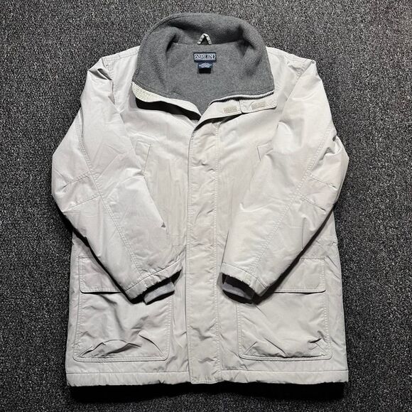 Lands’ End Jacket Men’s Large Gray Nylon Fleece Vintage Outdoor Winter Coat - Picture 1 of 5